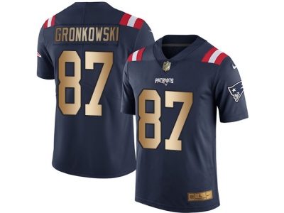 Men  New England Patriots 87 Rob Gronkowski Navy Blue Men Stitched NFL Limited Gold Rush Jersey