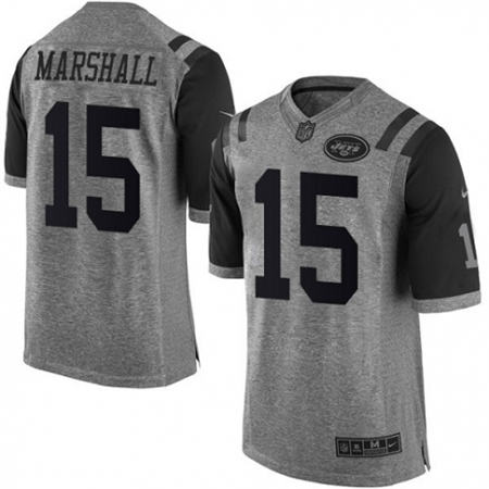 Men  New York Jets 15 Brandon Marshall Limited Gray Gridiron Stitched NFL Jersey