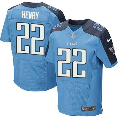 Men  Tennessee Titans 22 Derrick Henry Elite Light Blue Team Color NFL Jersey