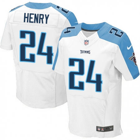 Men  Tennessee Titans 24 Derrick Henry White Elite Stitched NFL Jersey