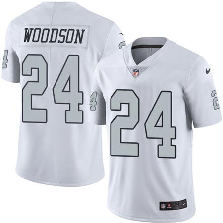 Men Oakland Raiders 24 Charles Woodson  White Color Rush Limited Stitched NFL Jersey