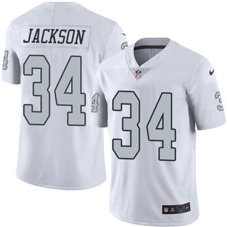 Men Oakland Raiders 34 Bo Jackson  White Color Rush Limited Stitched NFL Jersey