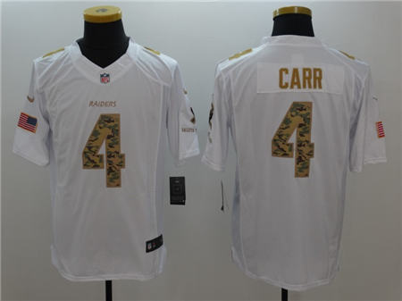 Men Oakland Raiders 4 Derek Carr  Limited White Salute to Service Stitched NFL Jersey
