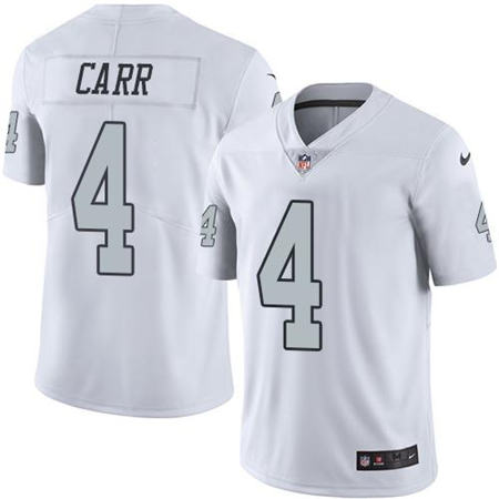 Men Oakland Raiders 4 Derek Carr  White Color Rush Limited Stitched NFL Jersey