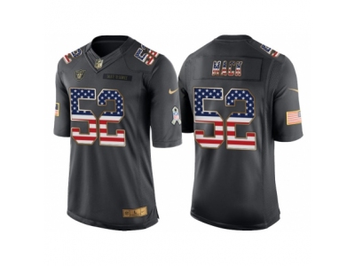 Men Oakland Raiders 52 Khalil Mack Anthracite Salute to Service USA Flag Fashion Jersey