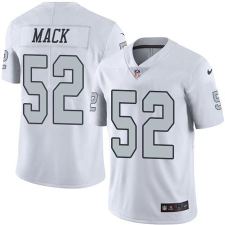 Men Oakland Raiders 52 Khalil Mack  White Color Rush Limited Stitched NFL Jersey