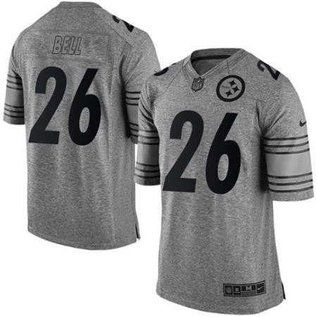 Men Pittsburgh Steelers 26 Le Veon Bell  Limited Gray Gridiron Stitched NFL Jersey