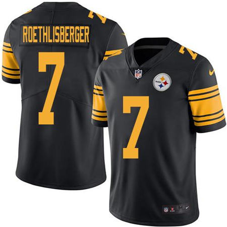 Men Pittsburgh Steelers 7 Ben Roethlisberger  Black Color Rush Limited Stitched NFL Jersey