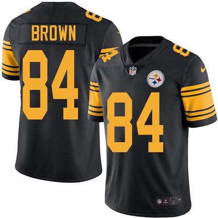 Men Pittsburgh Steelers 84 Antonio Brown  Black Color Rush Limited Stitched NFL Jersey