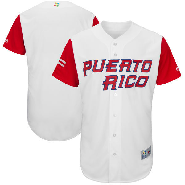 Men Puerto Rico Baseball Blank Majestic White 2017 World Baseball Classic Team Jersey