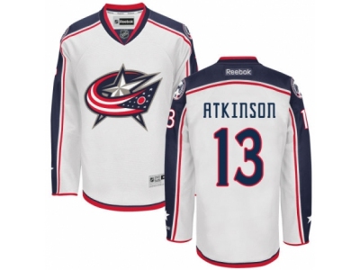 Men Reebok Columbus Blue Jackets 13 Cam Atkinson Authentic White Away NHL Jersey