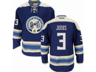 Men Reebok Columbus Blue Jackets 3 Seth Jones Authentic Navy Blue Third NHL Jersey