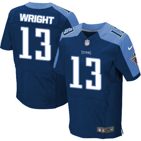 Men Tennessee Titans 13 Kendall Wright  Elite Navy Blue Alternate NFL Jersey