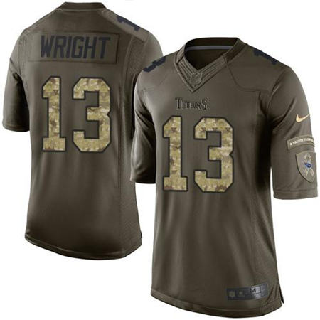 Men Tennessee Titans 13 Kendall Wright  Green Salute to Service Limited Stitched NFL Jersey