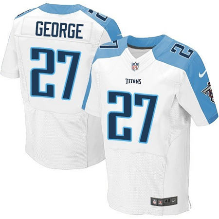 Men Tennessee Titans 27 Eddie George  White Elite Stitched NFL Jersey