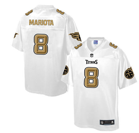 Men Tennessee Titans 8 Marcus Mariota  White Pro Line Gold Collection Elite Stitched NFL Jersey
