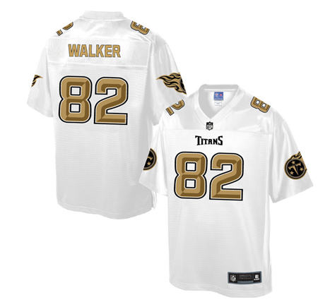 Men Tennessee Titans 82 Delanie Walker  White Pro Line Gold Collection Elite Stitched NFL Jersey