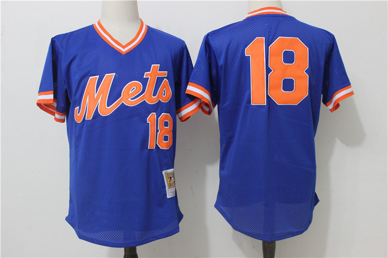 Mets 18 Darryl Strawberry Blue Cooperstown Collection Mesh Batting Practice Jersey