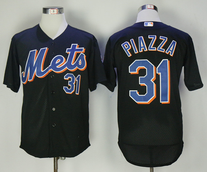 Mets 31 Mike Piazza Black 2000 BP Jersey