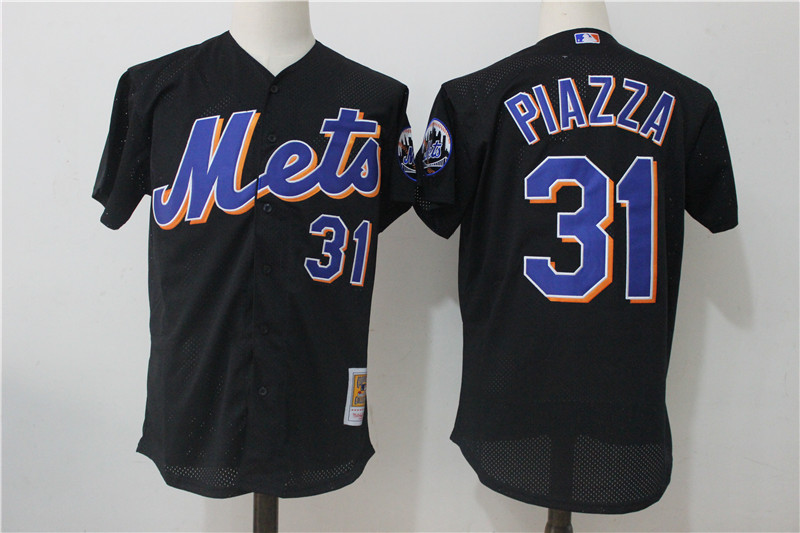 Mets 31 Mike Piazza Black Cooperstown Collection Mesh Batting Practice Jersey