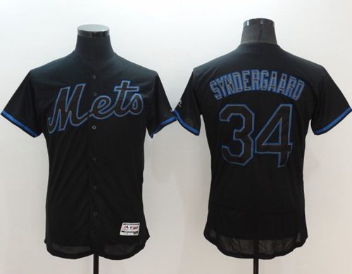 Mets 34 Noah Syndergaard Black Fashion Flexbase Authentic Collection Stitched MLB Jersey
