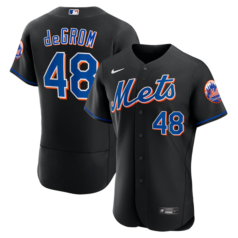 Mets 48 Jacob deGrom Black Nike 2022 Alternate Flexbase Jersey