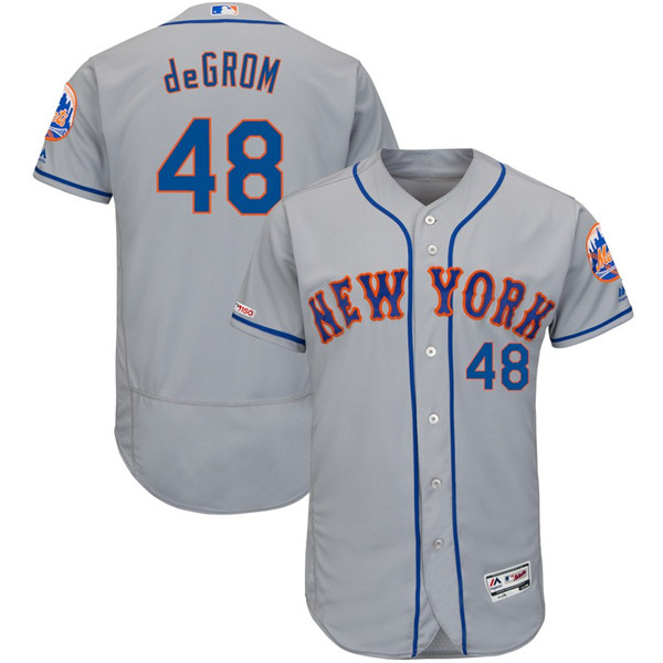 Mets 48 Jacob deGrom Gray 150th Patch Flexbase Jersey