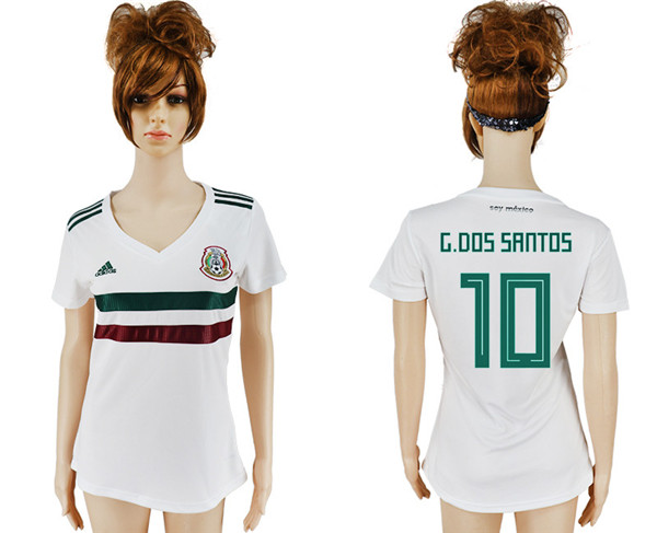 Mexico 10 G.DOS SANTOS Away Women 2018 FIFA World Cup Soccer Jersey