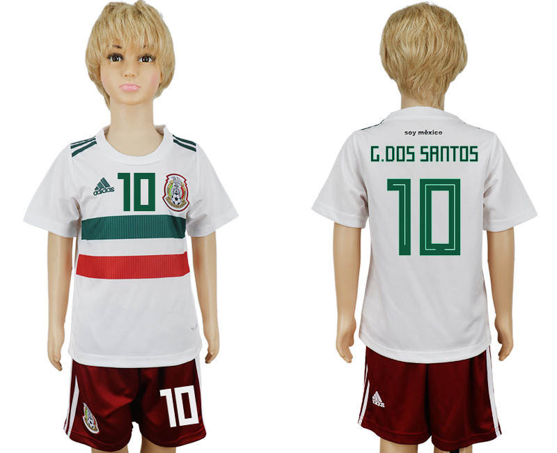 Mexico 10 G.DOS SANTOS Away Youth 2018 FIFA World Cup Soccer Jersey