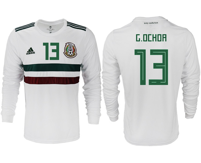 Mexico 13 G. OCHOA Away 2018 FIFA World Cup Long Sleeve Thailand Soccer Jersey