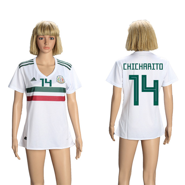 Mexico 14 CHICHARITO Away Women 2018 FIFA World Cup Soccer Jersey