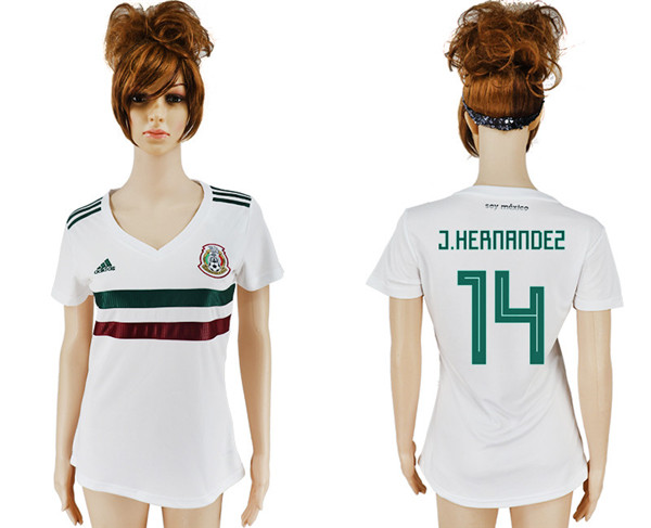 Mexico 14 J. HERNANDEZ Away Women 2018 FIFA World Cup Soccer Jersey