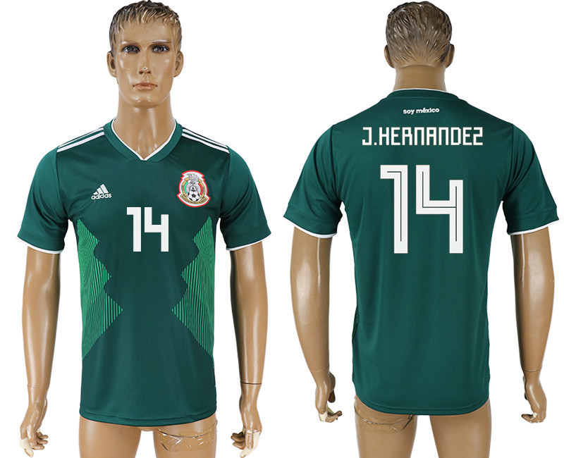 Mexico 14 J. HERNANDEZ Home 2018 FIFA World Cup Thailand Soccer Jersey