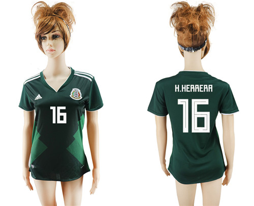 Mexico 16 H. HERRERA Home 2018 FIFA World Cup Women Soccer Jersey