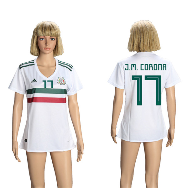 Mexico 17 J.M. CORONA Away Women 2018 FIFA World Cup Soccer Jersey