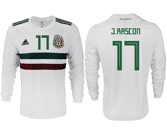 Mexico 17 J.RASCON Away 2018 FIFA World Cup Long Sleeve Thailand Soccer Jersey