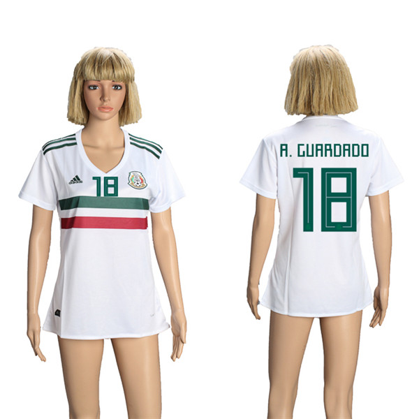 Mexico 18 A. GUARDADO Away Women 2018 FIFA World Cup Soccer Jersey