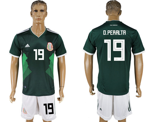 Mexico 19 D.PERALTA Home 2018 FIFA World Cup Soccer Jersey