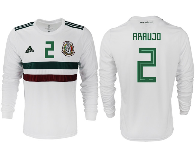 Mexico 2 ARAUJO Away 2018 FIFA World Cup Long Sleeve Thailand Soccer Jersey
