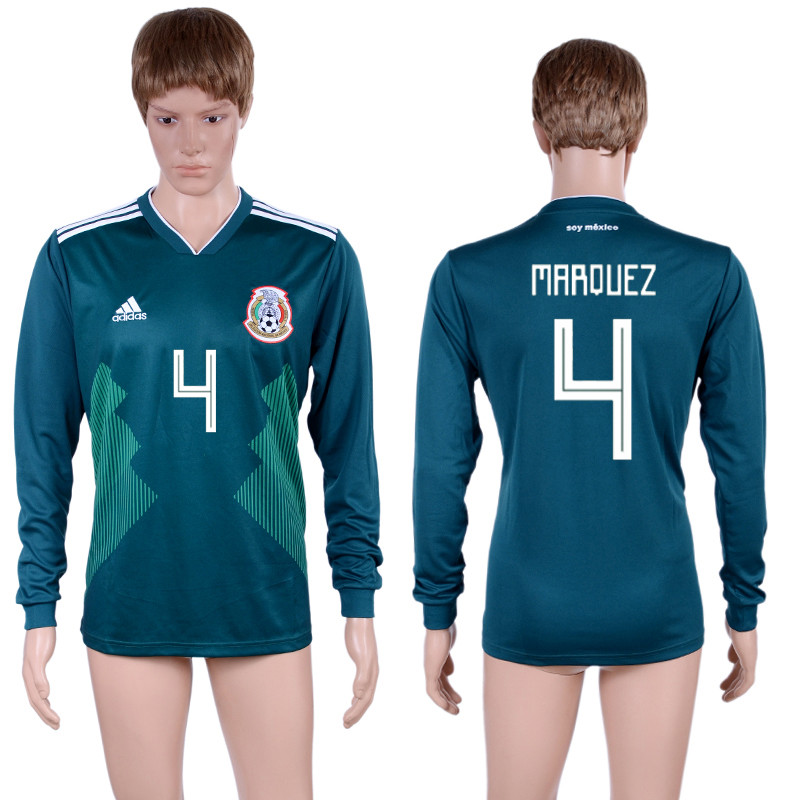 Mexico 4 MARQUEZ Home 2018 FIFA World Cup Long Sleeve Thailand Soccer Jersey