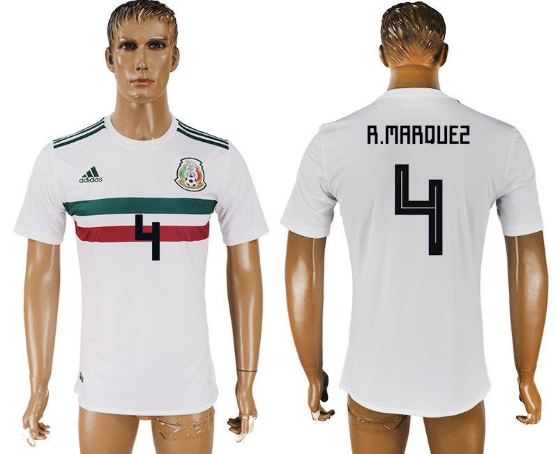 Mexico 4 R. MARQUEZ Away 2018 FIFA World Cup Thailand Soccer Jersey