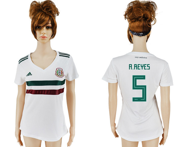 Mexico 5 A.REYES Away Women 2018 FIFA World Cup Soccer Jersey