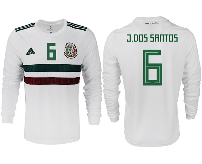 Mexico 6 J. DOS SANTOS Away 2018 FIFA World Cup Long Sleeve Thailand Soccer Jersey