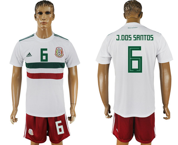 Mexico 6 J.DOS SANTOS Away 2018 FIFA World Cup Soccer Jersey