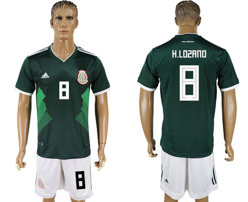 Mexico 8 H. LOSANO Home 2018 FIFA World Cup Soccer Jersey