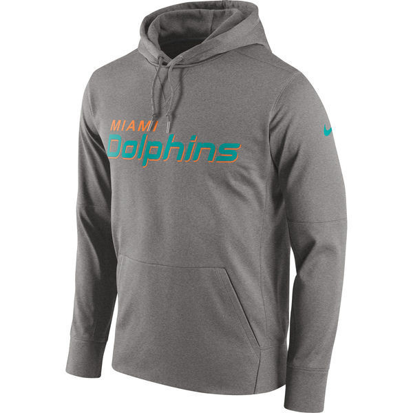 Miami Dolphins  Circuit Wordmark Essential Performance Pullover Hoodie Gray