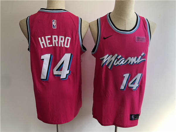 Miami Heat 14 Tyler Herro Pink City Edition Nike Swingman Jersey