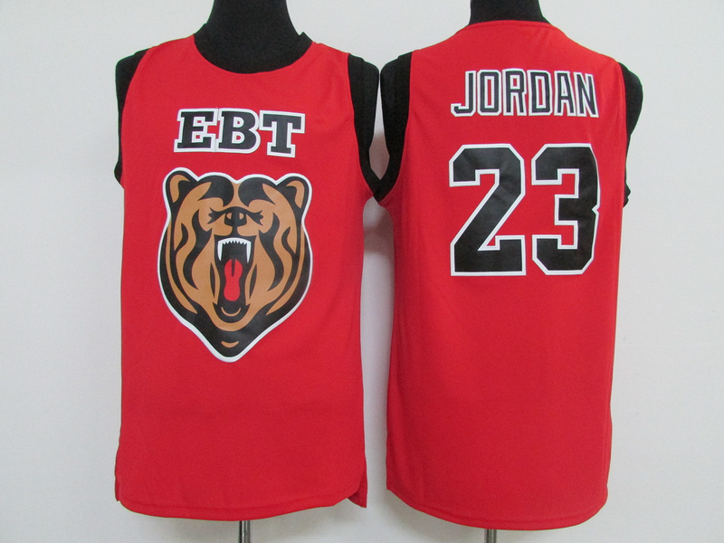 Michael Jordan Laney High School Jersey Embroidery logo Ebt Tiger 23 Michael Jordan High School Red Basketball Jersey