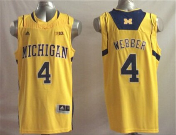 Michigan Wolverines 4 Chris Webber Yellow College Basketball Jersey