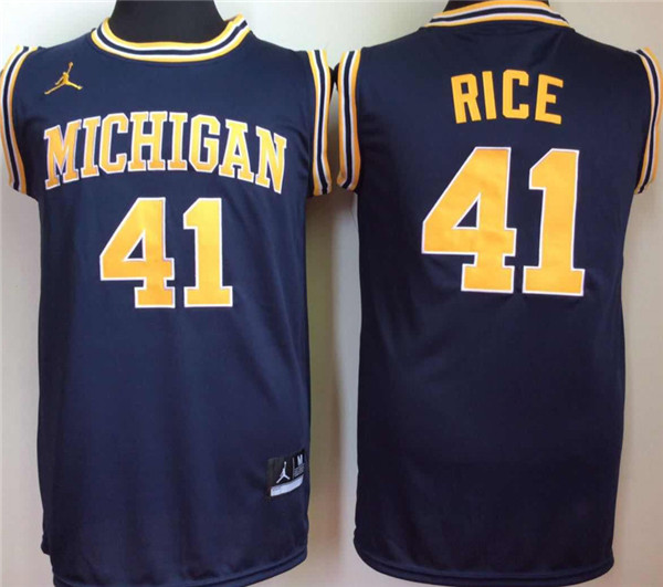 Michigan Wolverines 41 Glen Rice Navy College Basketball Jersey